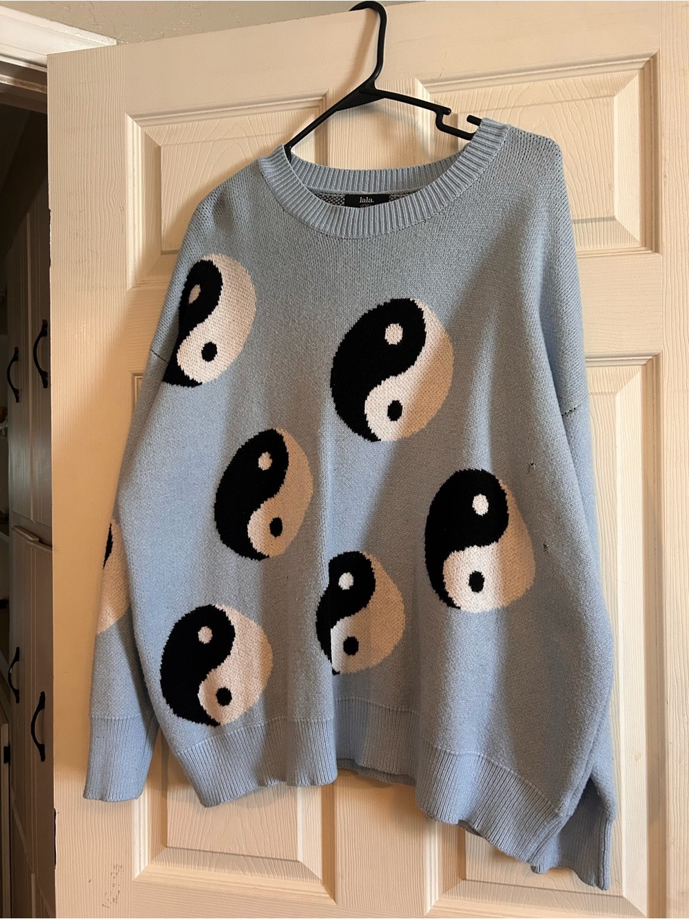 Dressed In Lala Light Blue Yin Yang Crewneck Sweater (please read details)